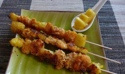 Brochette de Crevette à l'ananas